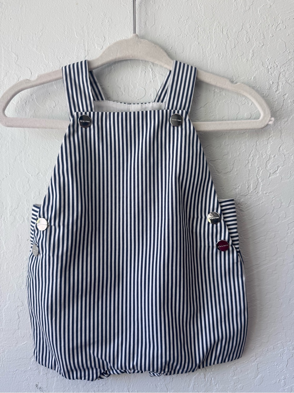 Jacadi Navy and White Striped Bubble Romper